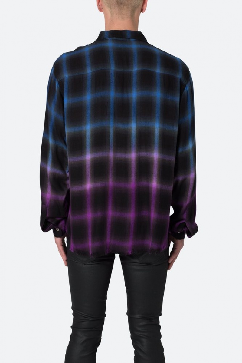 Mnml Ombre Flannel Shirt Shirts Black/Purple | DN39-K0FR