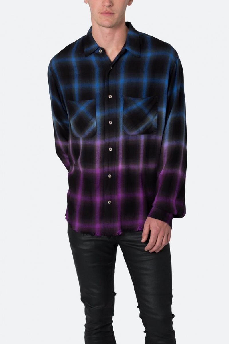 Mnml Ombre Flannel Shirt Shirts Black/Purple | DN39-K0FR