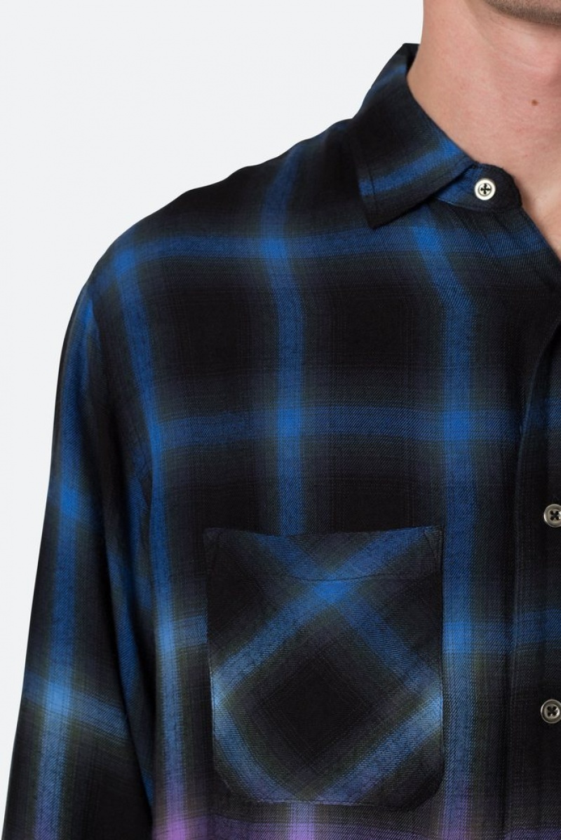 Mnml Ombre Flannel Shirt Shirts Black/Purple | DN39-K0FR