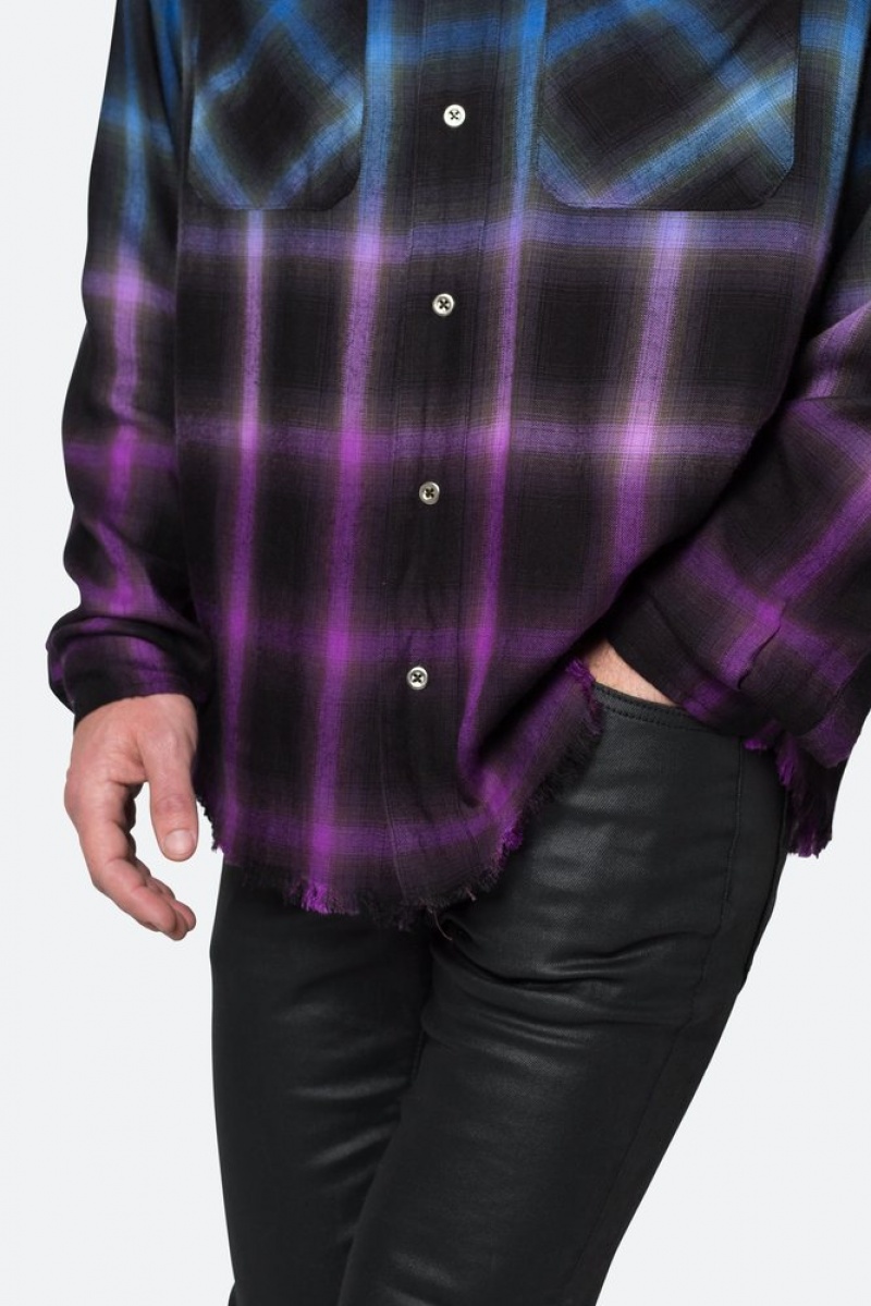 Mnml Ombre Flannel Shirt Shirts Black/Purple | DN39-K0FR