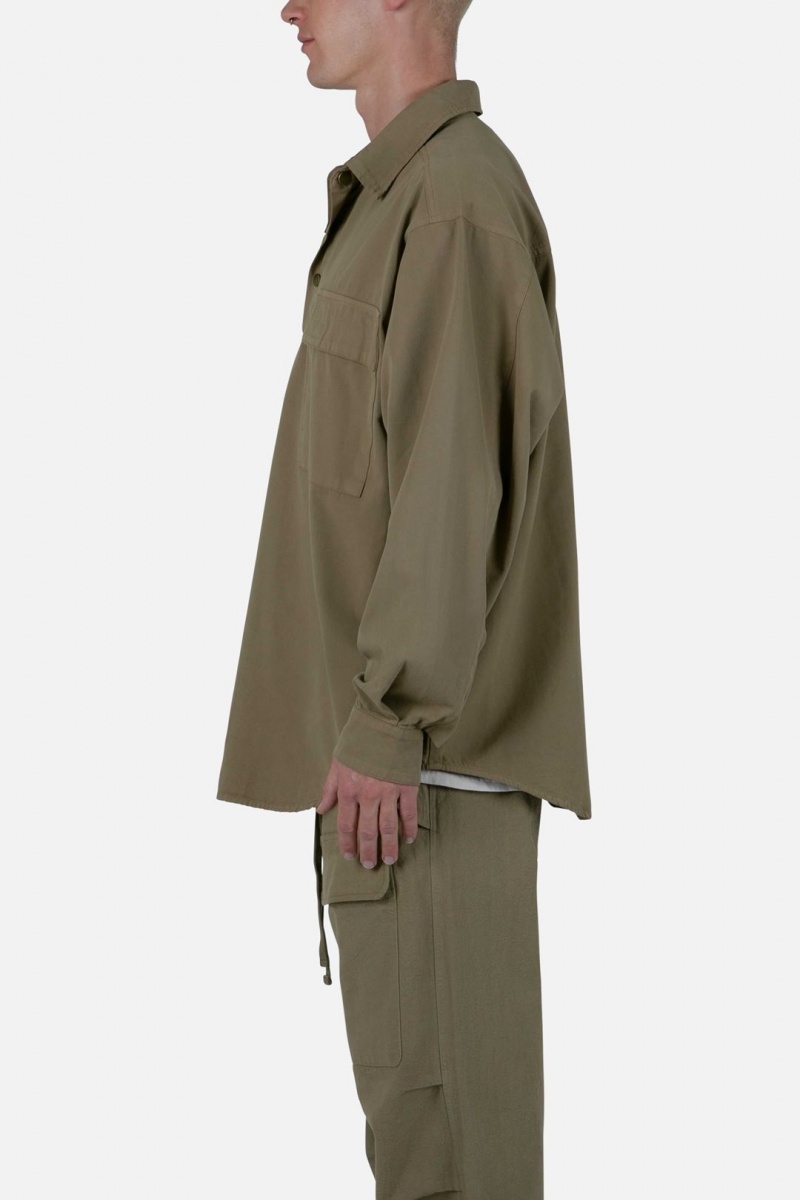 Mnml Oversized Utility Shirt Shirts Olive | QV38-Z7MX