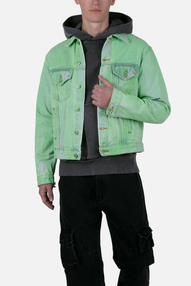 Mnml Painted Denim Trucker Jacket Jackets Green | MA79-M4AJ