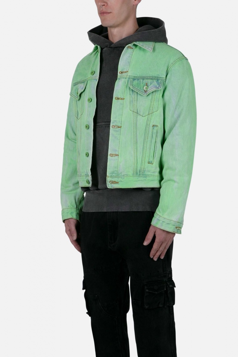 Mnml Painted Denim Trucker Jacket Jackets Green | MA79-M4AJ