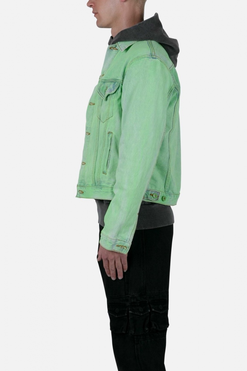 Mnml Painted Denim Trucker Jacket Jackets Green | MA79-M4AJ