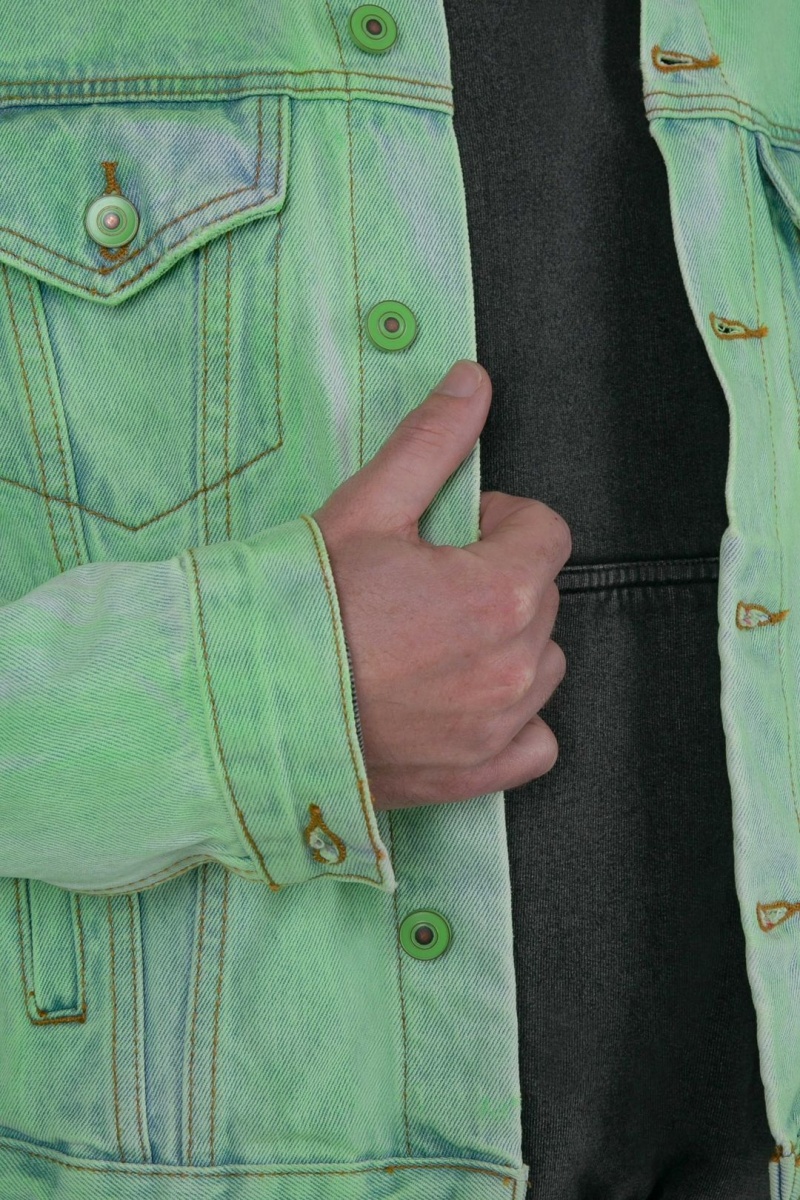 Mnml Painted Denim Trucker Jacket Jackets Green | MA79-M4AJ