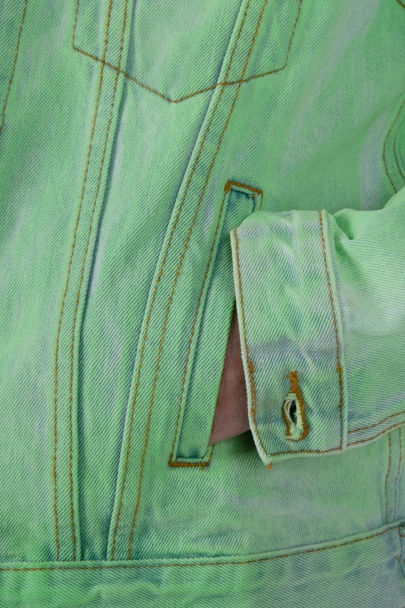 Mnml Painted Denim Trucker Jacket Jackets Green | MA79-M4AJ