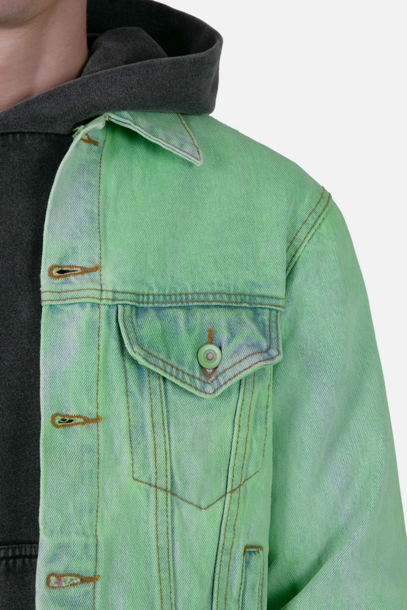 Mnml Painted Denim Trucker Jacket Jackets Green | MA79-M4AJ