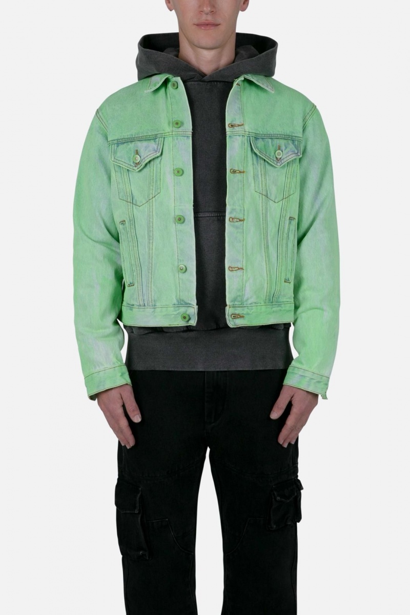 Mnml Painted Denim Trucker Jacket Jackets Green | MA79-M4AJ