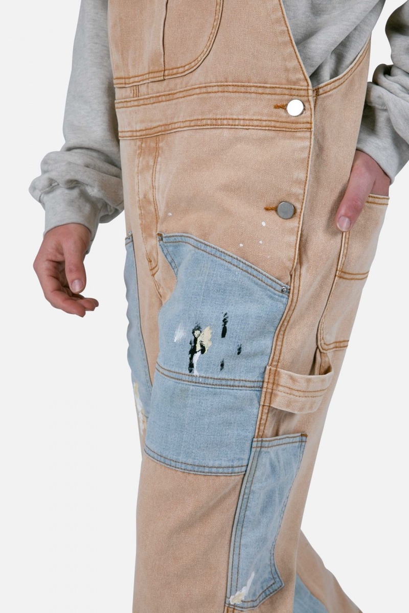 Mnml Painter Flare Overalls Flare Denim Khaki | JS96-H7HD