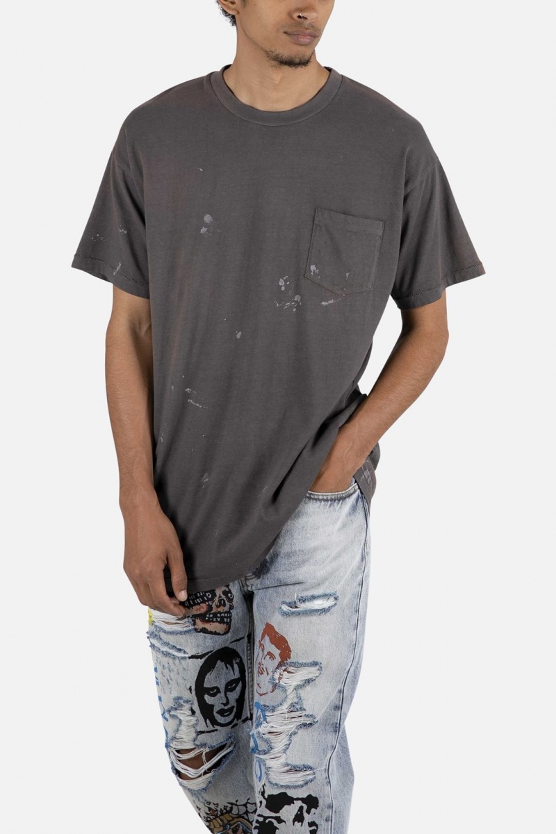 Mnml Painter Pocket Tee Tanks Charcoal Grey | EU23-D7ZK