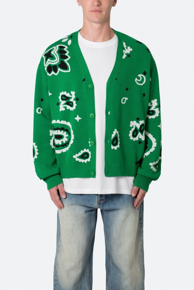 Mnml Paisley Cardigan Sweater Sweatshirts Green | XP17-B7KL