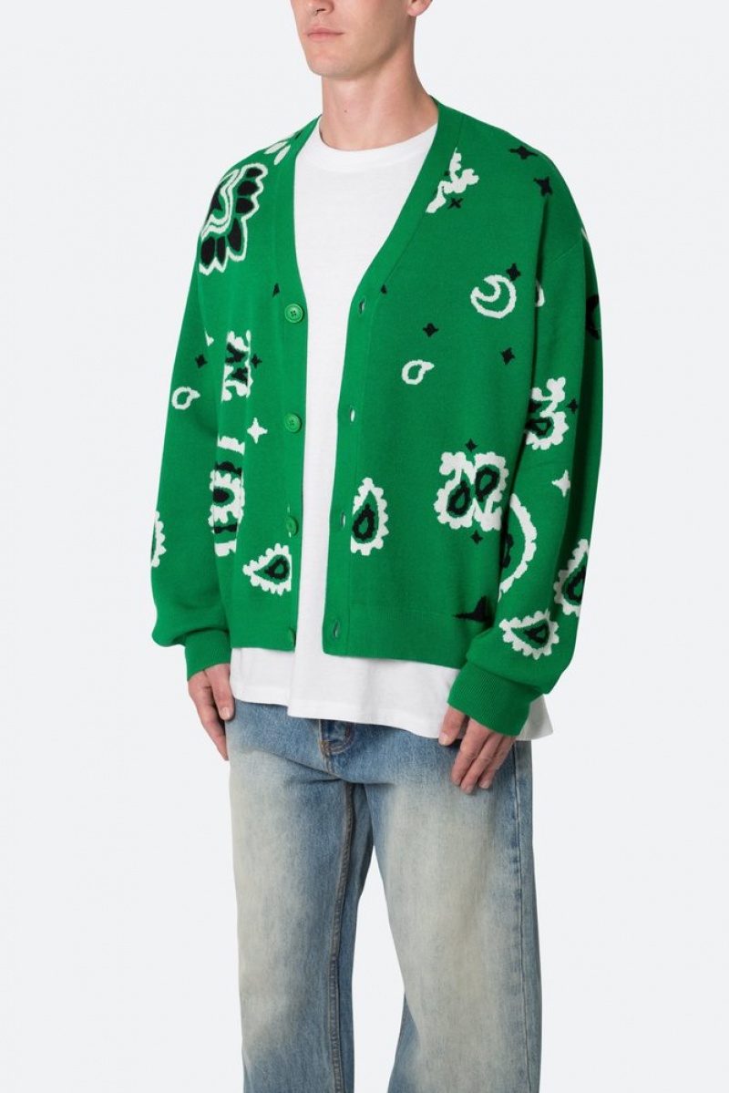 Mnml Paisley Cardigan Sweater Sweatshirts Green | XP17-B7KL