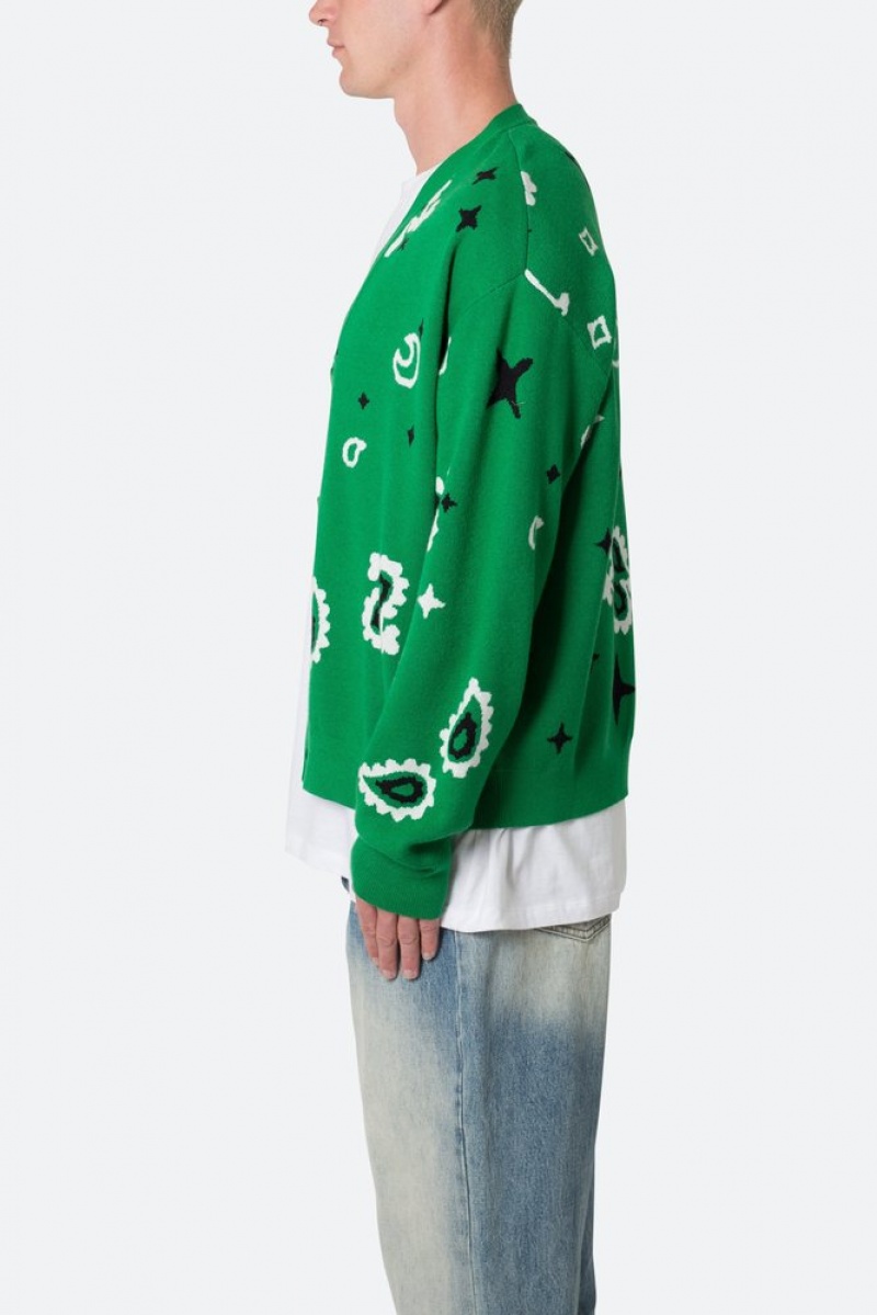 Mnml Paisley Cardigan Sweater Sweatshirts Green | XP17-B7KL