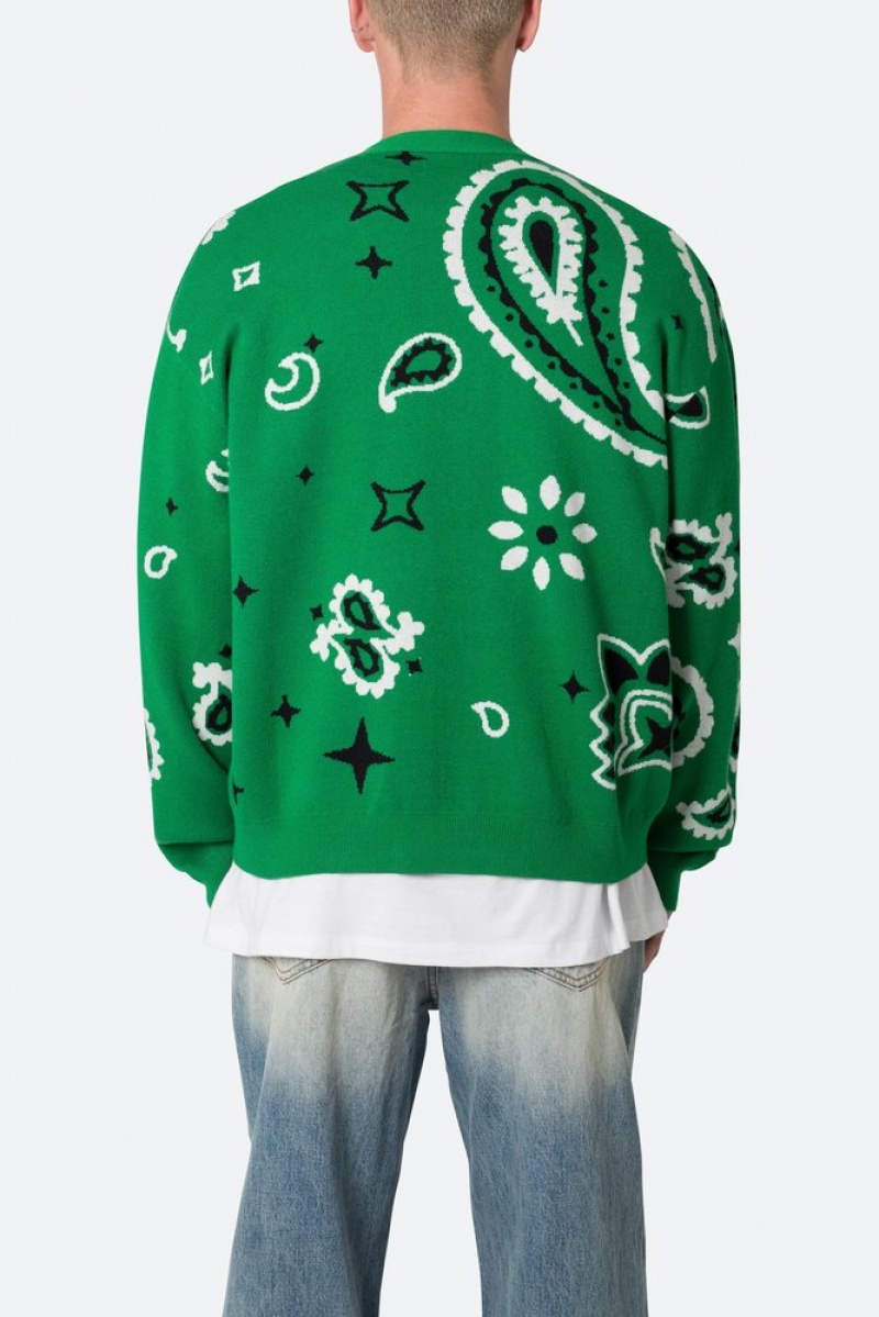 Mnml Paisley Cardigan Sweater Sweatshirts Green | XP17-B7KL