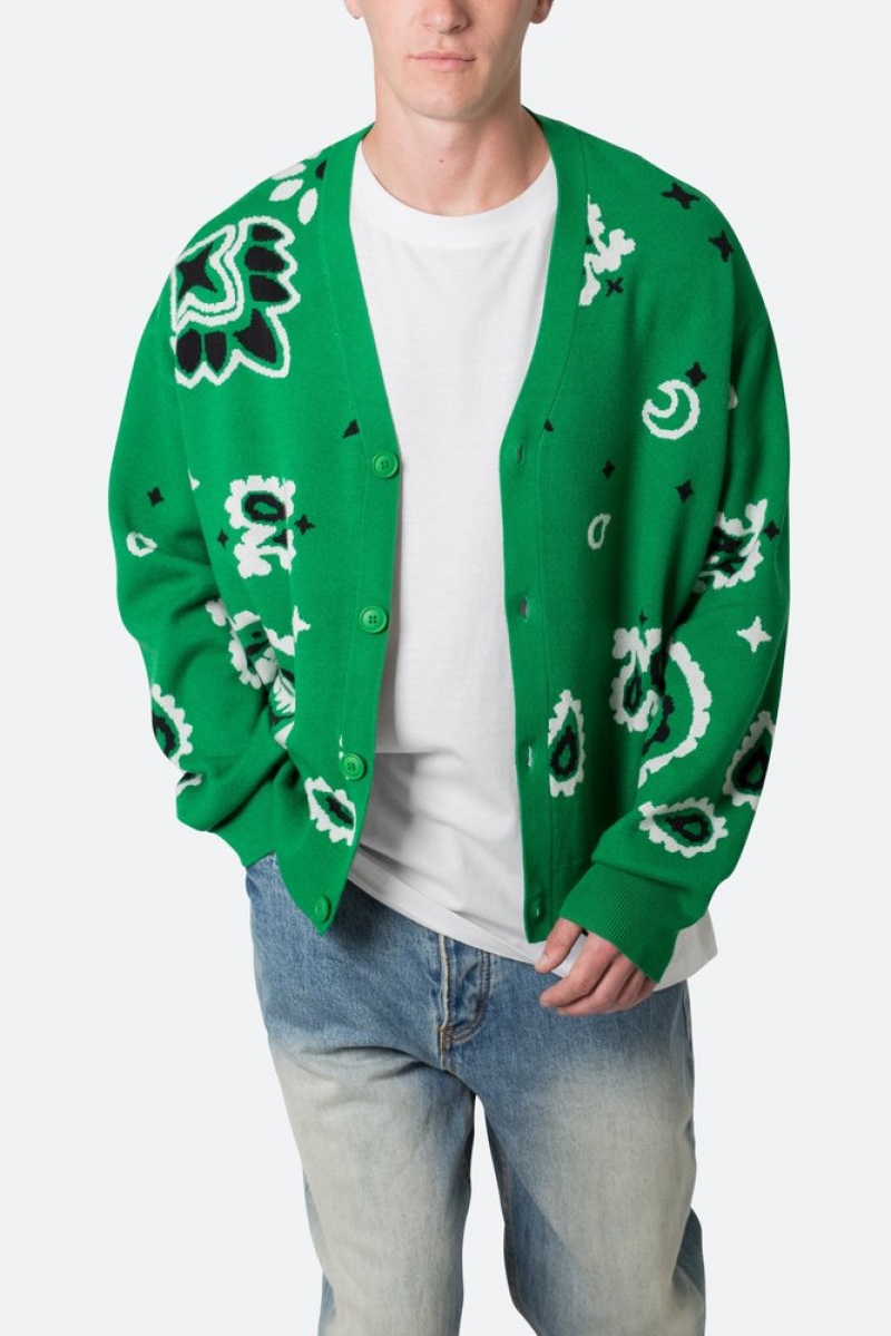 Mnml Paisley Cardigan Sweater Sweatshirts Green | XP17-B7KL