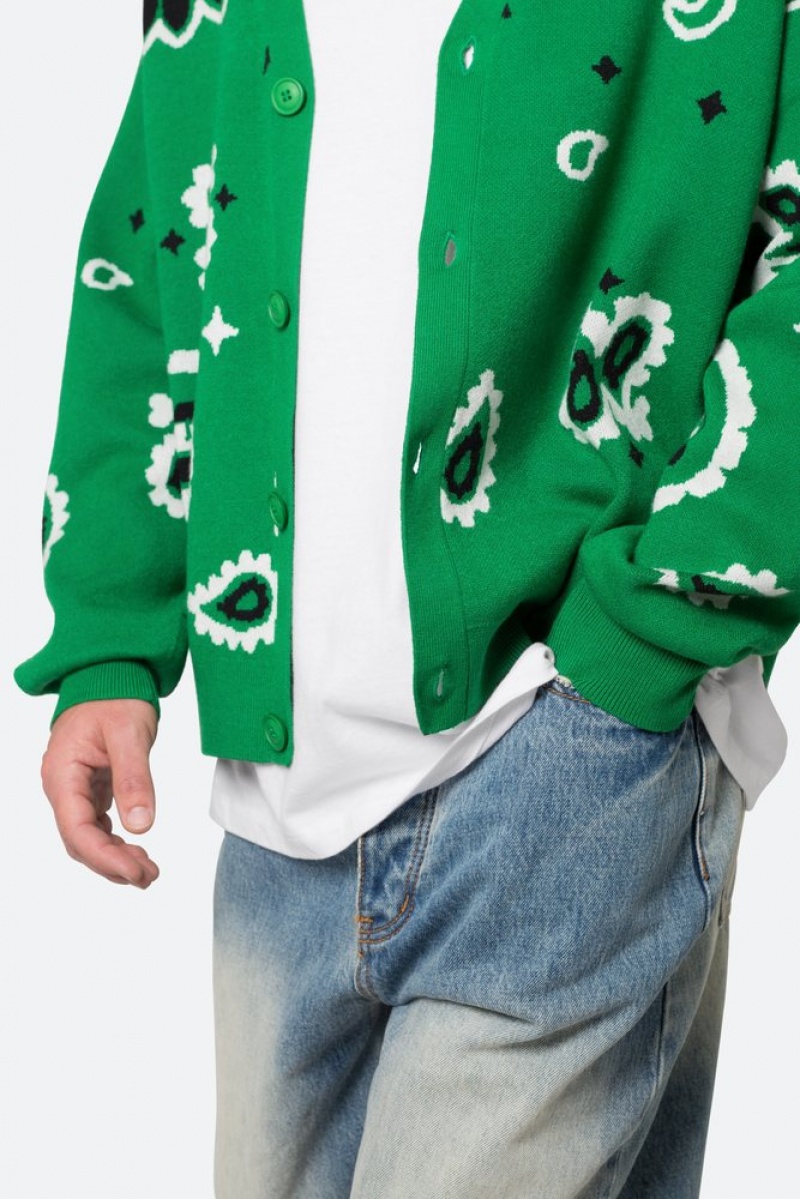 Mnml Paisley Cardigan Sweater Sweatshirts Green | XP17-B7KL