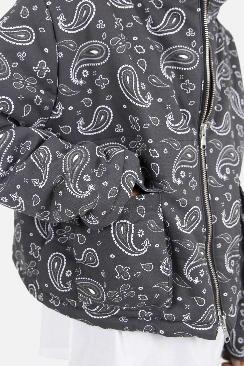 Mnml Paisley Cropped Puffer Jackets Black | IG61-V0LW