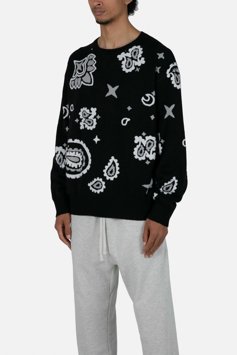 Mnml Paisley Knit Sweater Sweatshirts Black | CO64-C4HJ