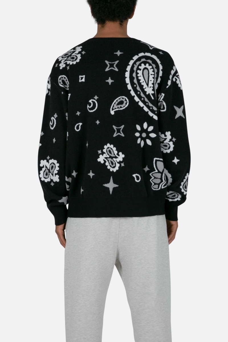 Mnml Paisley Knit Sweater Sweatshirts Black | CO64-C4HJ