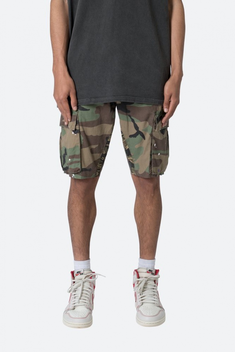 Mnml Paneled Cargo Shorts Shorts Camo | KQ09-H2AV