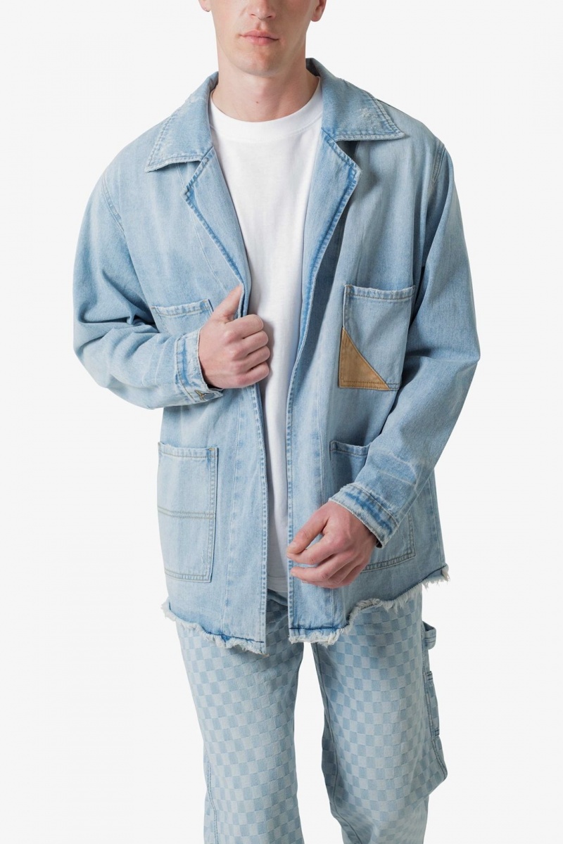 Mnml Paneled Denim Jacket Jeans Light Blue | DC70-S0EI