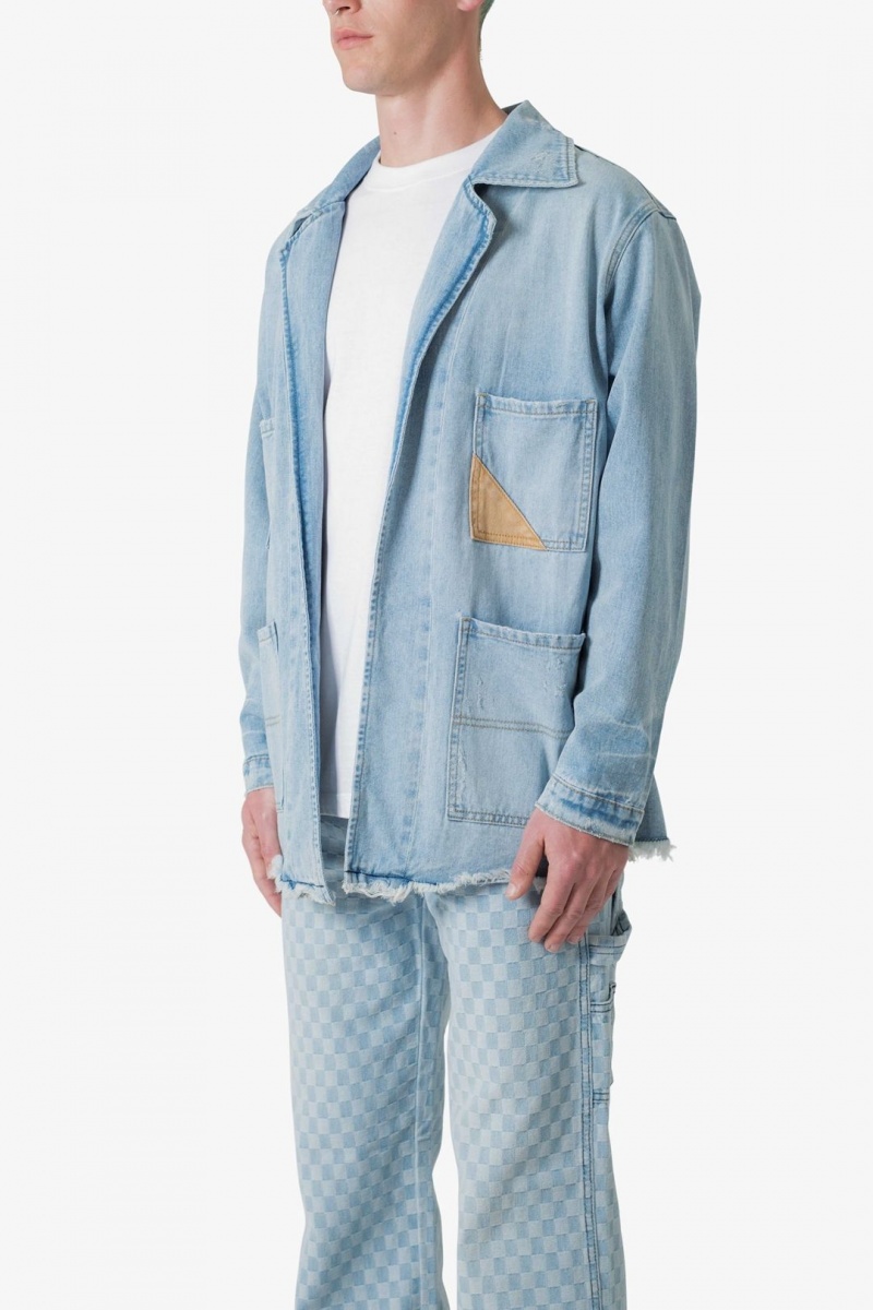 Mnml Paneled Denim Jacket Jeans Light Blue | DC70-S0EI