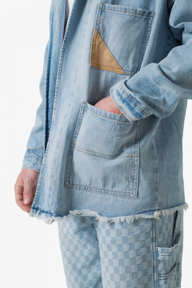 Mnml Paneled Denim Jacket Jeans Light Blue | DC70-S0EI