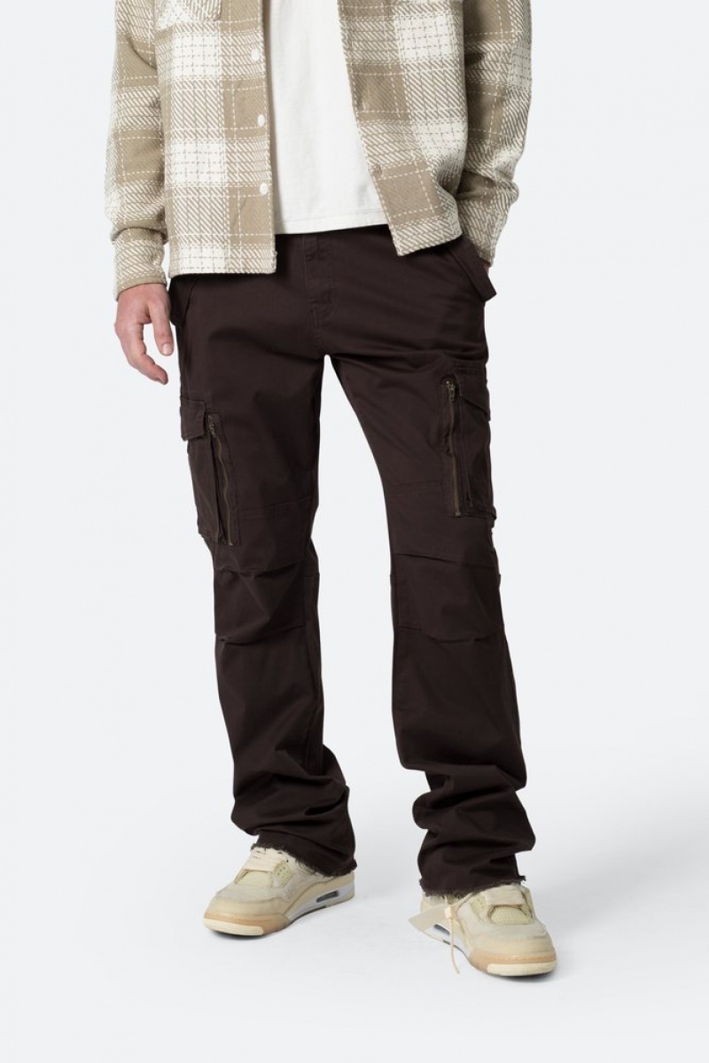 Mnml Paneled Zipper Cargo Pants Cargos BROWN | ST39-D9QO