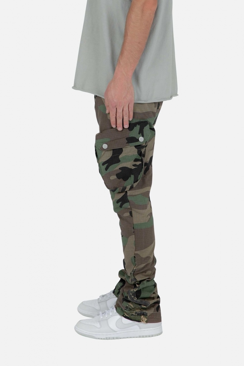 Mnml Patch Pocket Flare Cargo Pants Flare Denim Camo | IK24-B1VF