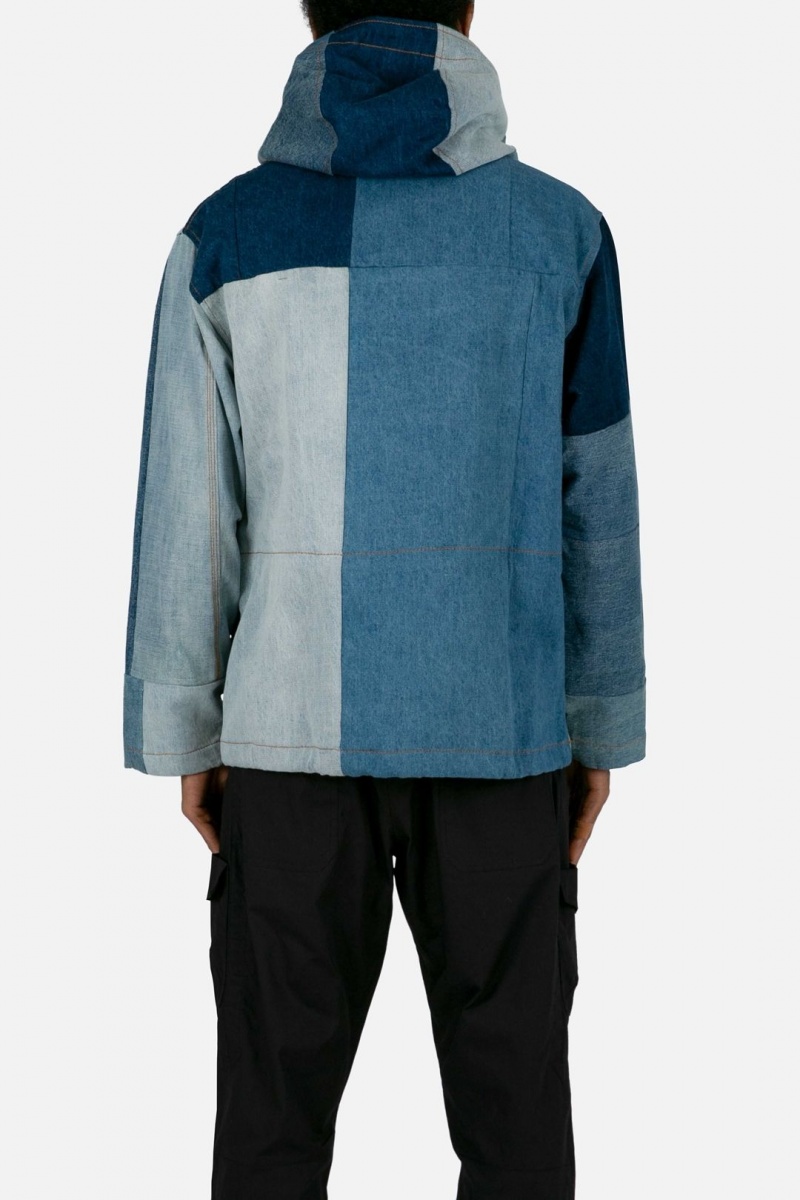 Mnml Patchwork Denim Pullover Jackets Blue | YP45-R5DM