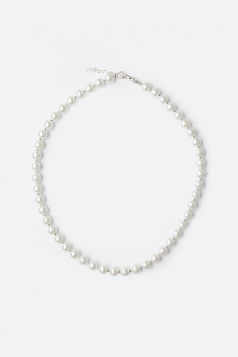 Mnml Pearl and Metal Bead Necklace Jewelry Off White | WF04-G9WP