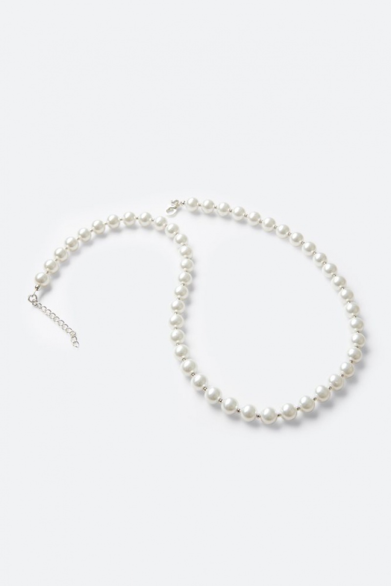 Mnml Pearl and Metal Bead Necklace Jewelry Off White | WF04-G9WP