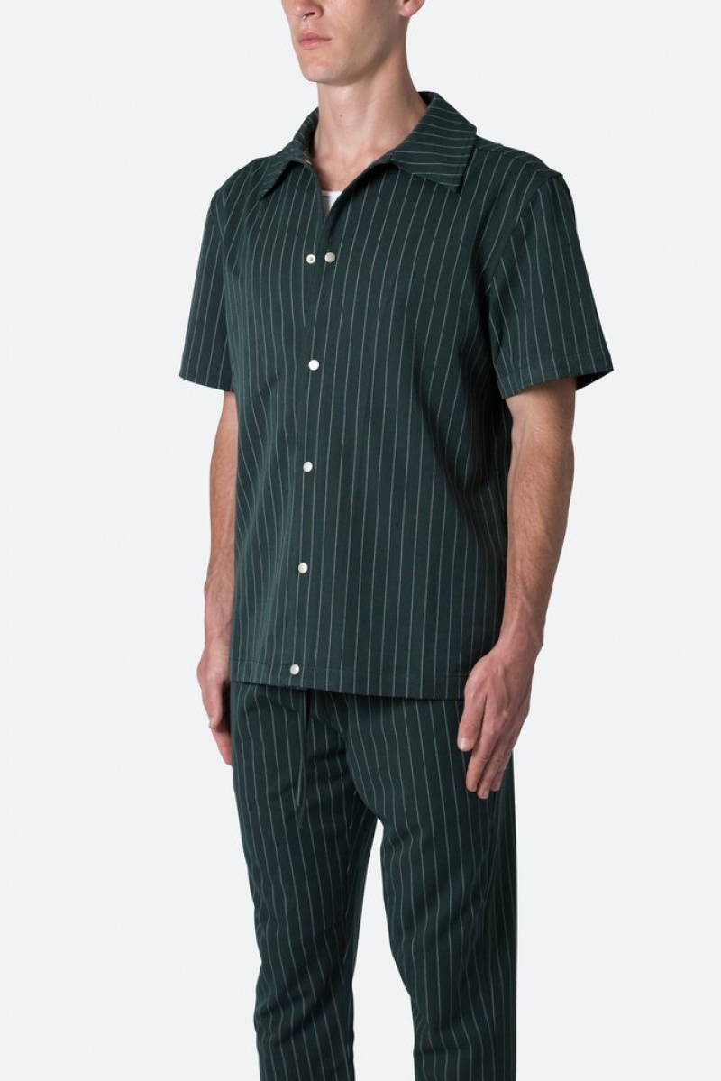 Mnml Pinstripe Short Sleeve Shirt Shirts Green | TP02-H7RW