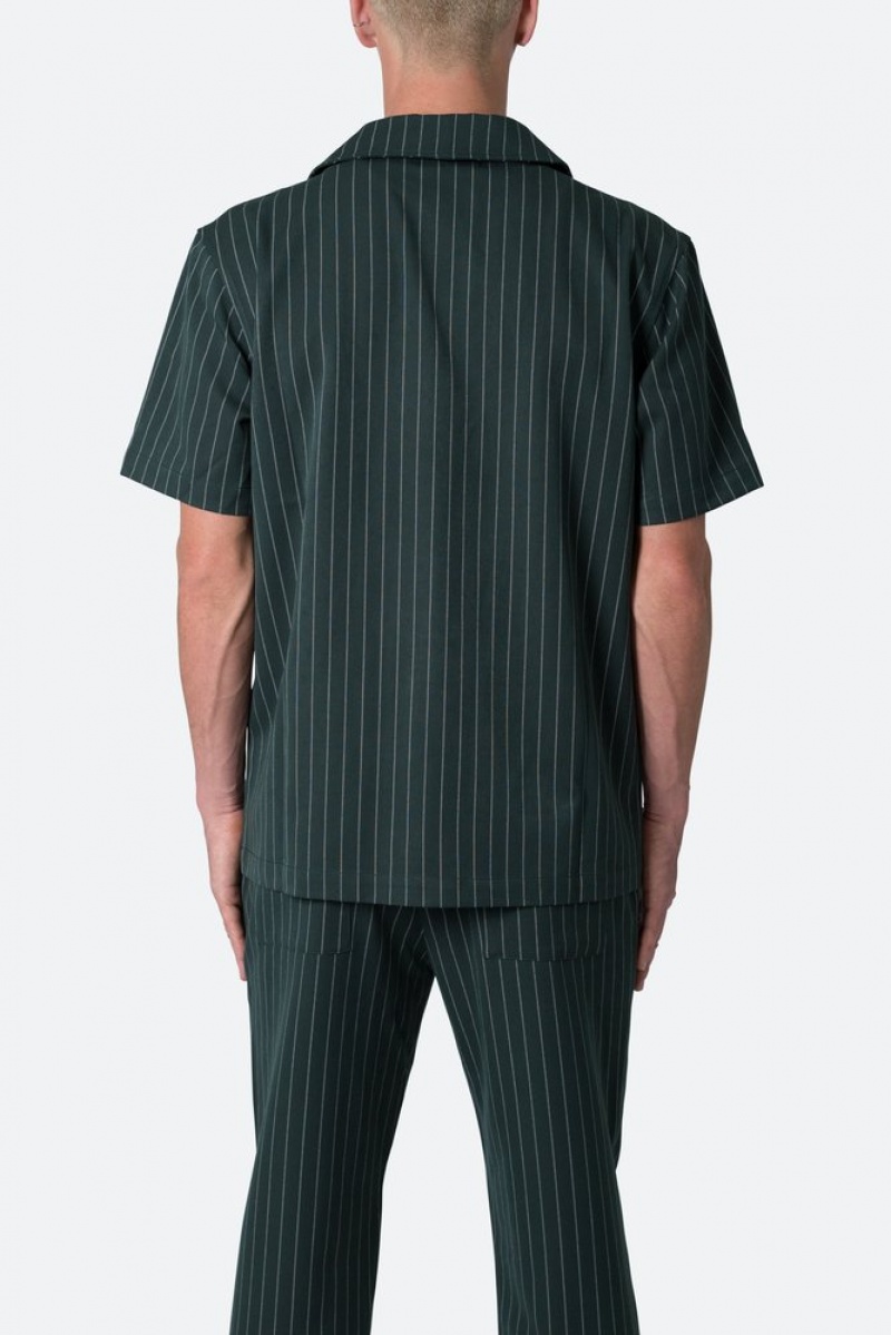 Mnml Pinstripe Short Sleeve Shirt Shirts Green | TP02-H7RW