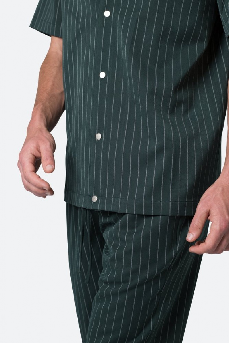 Mnml Pinstripe Short Sleeve Shirt Shirts Green | TP02-H7RW