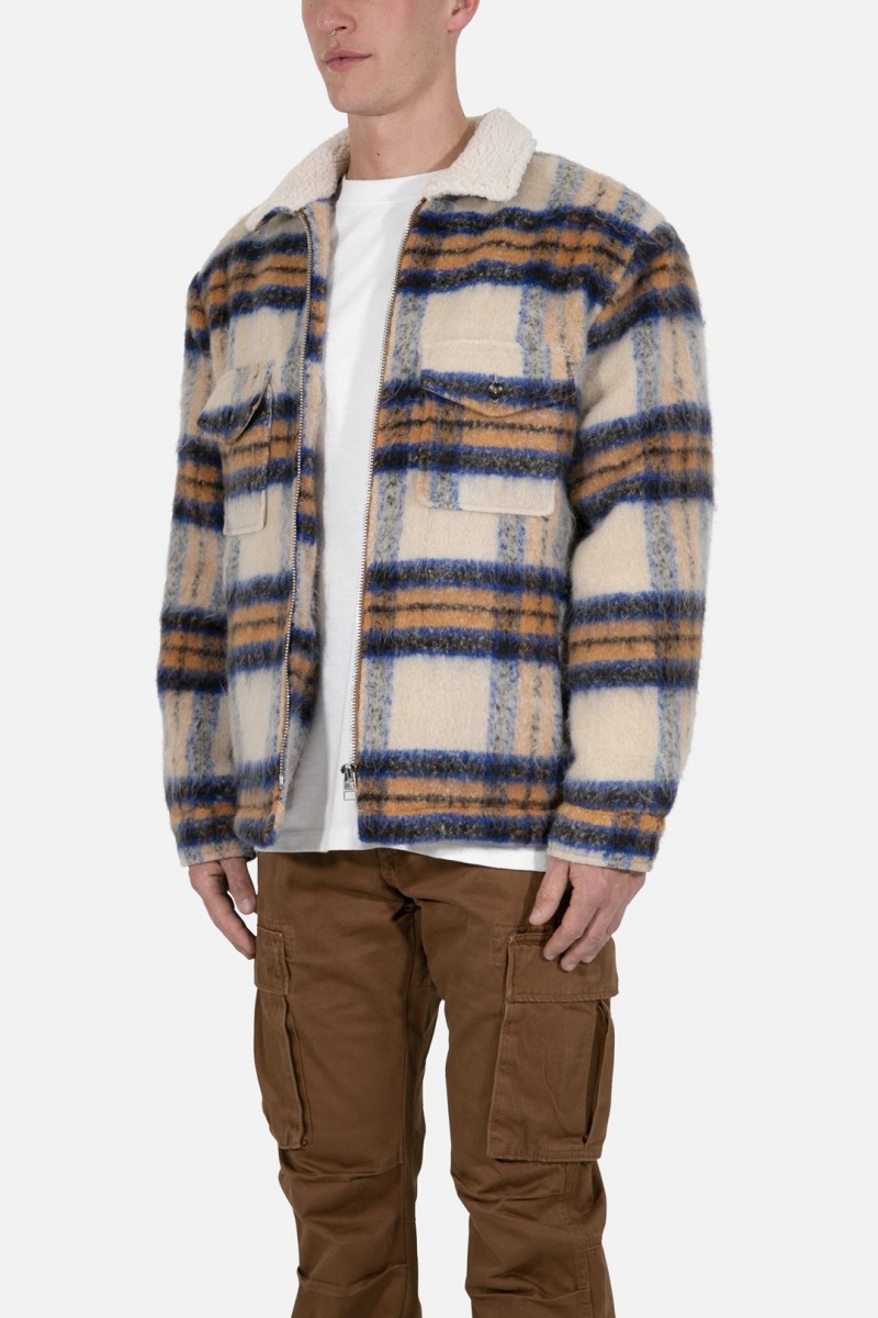 Mnml Plaid Mohair Jacket Jackets Blue/White/Orange | WD10-T0CN