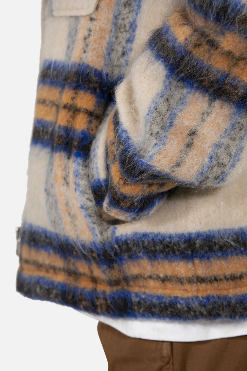 Mnml Plaid Mohair Jacket Jackets Blue/White/Orange | WD10-T0CN