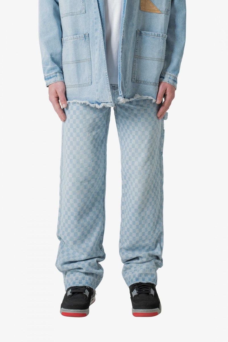 Mnml Raw Hem Denim Baggy Denim Blue/White | MC94-V2DD