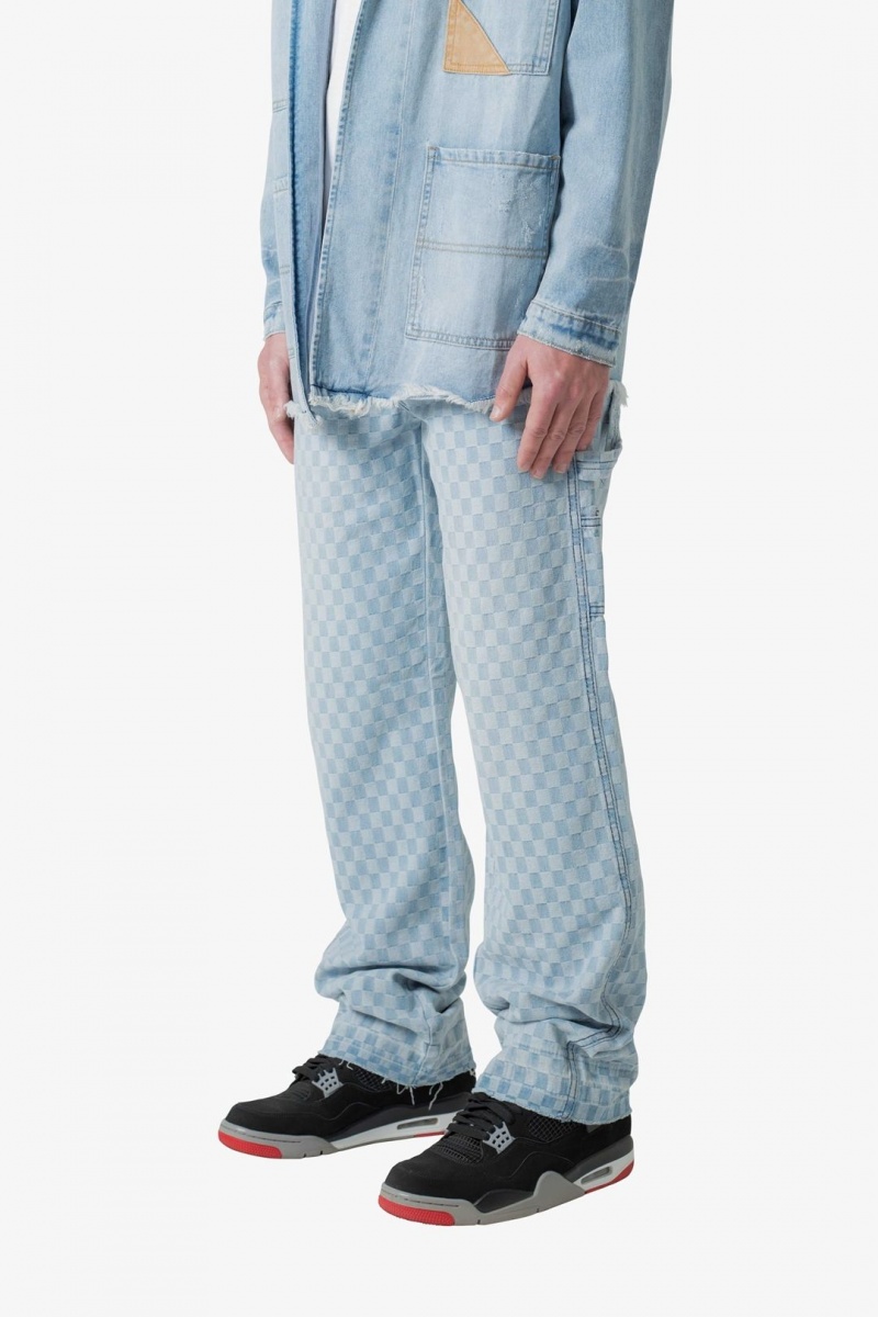 Mnml Raw Hem Denim Baggy Denim Blue/White | MC94-V2DD