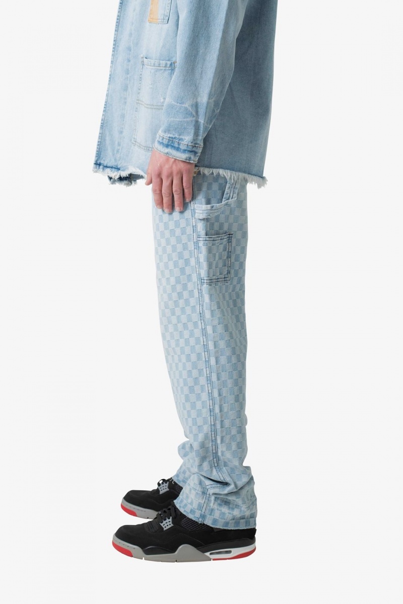 Mnml Raw Hem Denim Baggy Denim Blue/White | MC94-V2DD