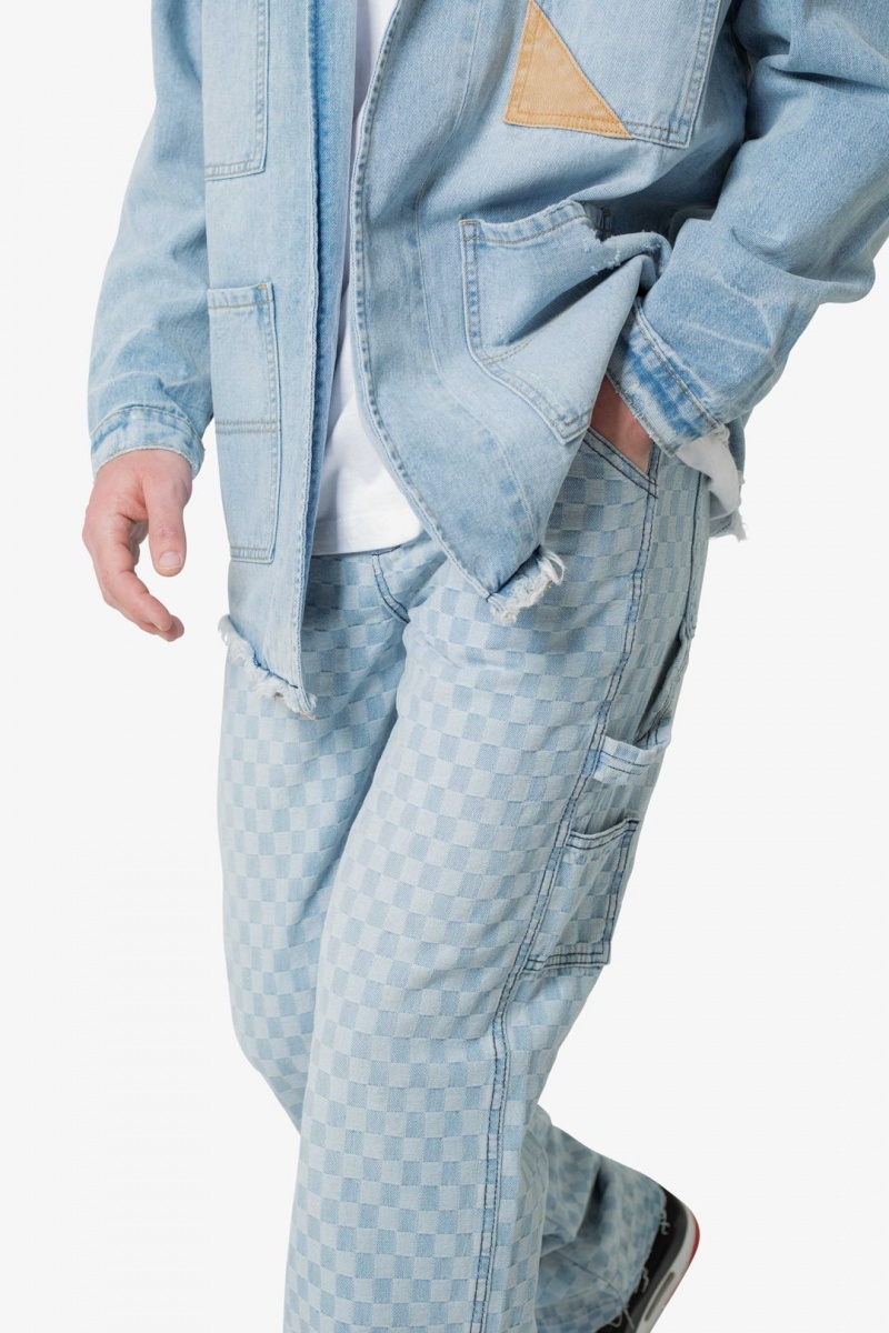 Mnml Raw Hem Denim Baggy Denim Blue/White | MC94-V2DD