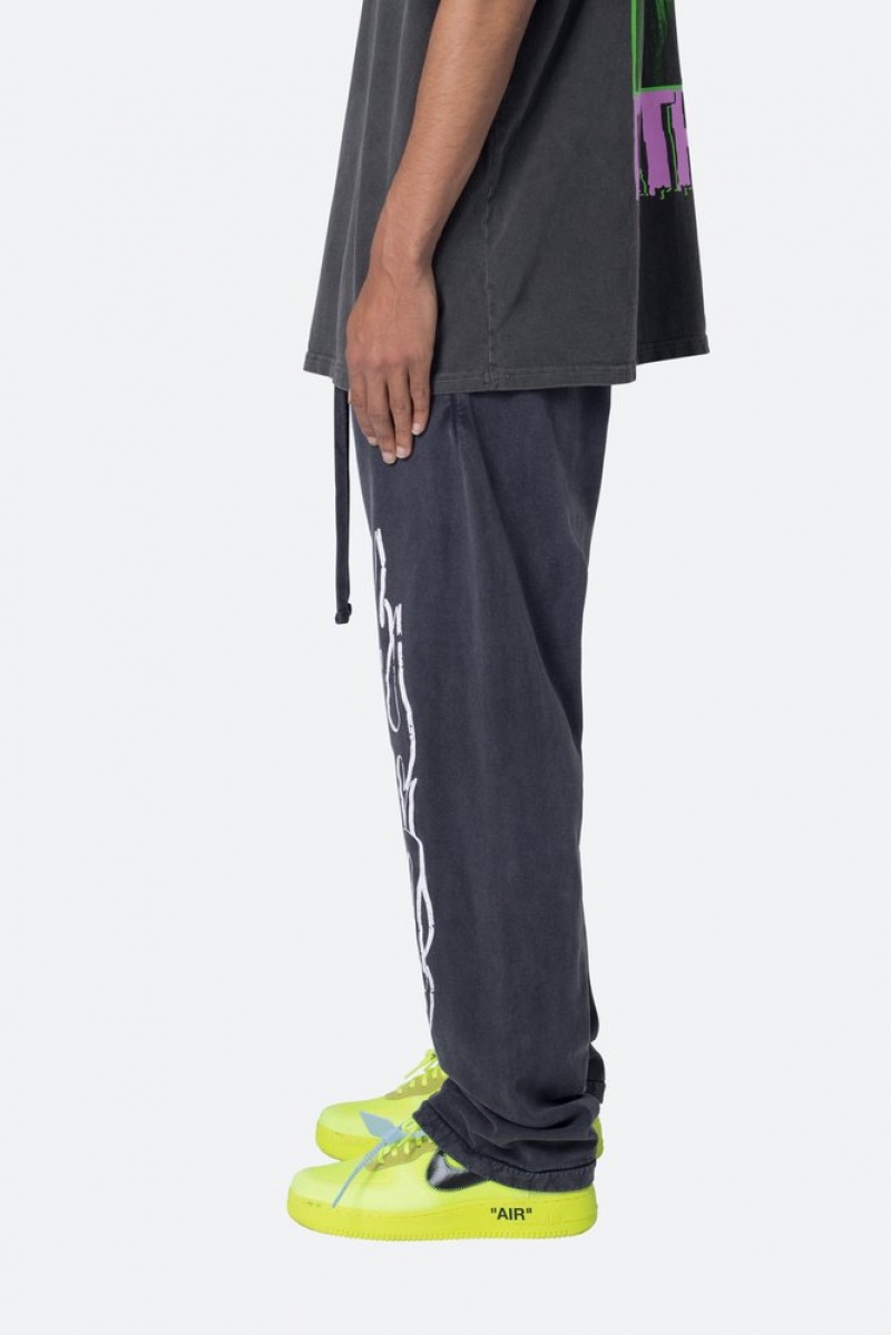 Mnml Relaxed Flame Sweatpants Sweatpants Washed Black | HK72-E0XJ