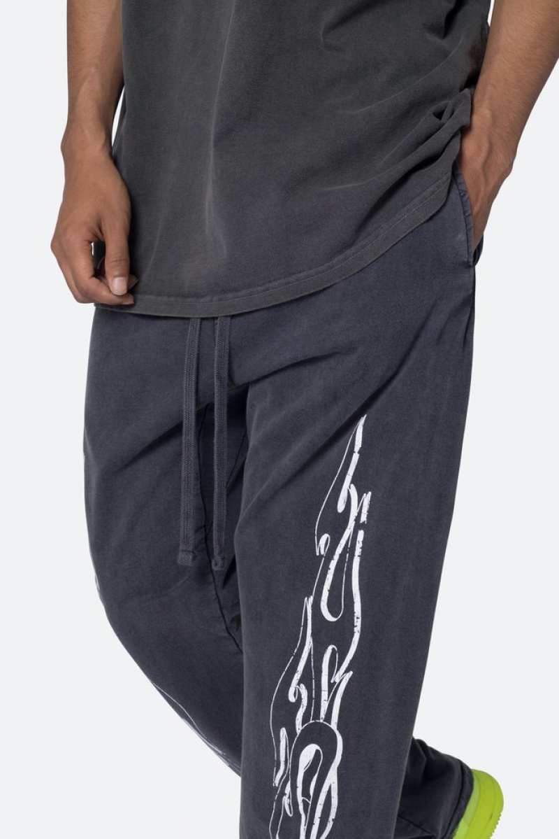 Mnml Relaxed Flame Sweatpants Sweatpants Washed Black | HK72-E0XJ