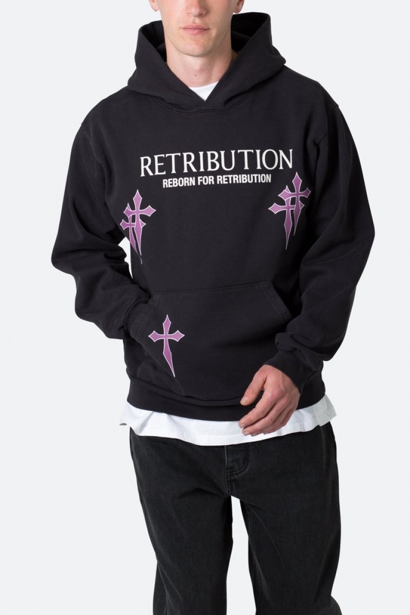 Mnml Retribution Hoodie Hoodies Washed Black | WJ04-Y7TN