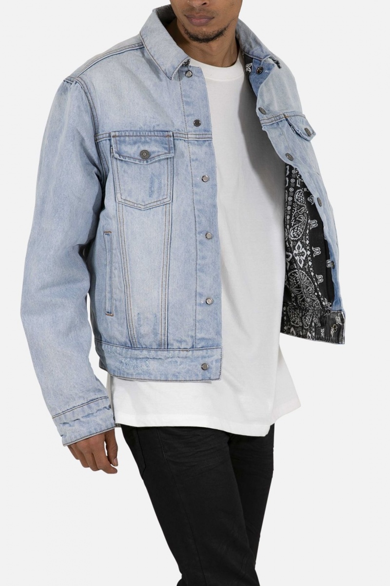 Mnml Reversible Paisley Trucker Jacket Jackets Blue/Black | CP03-R2TN