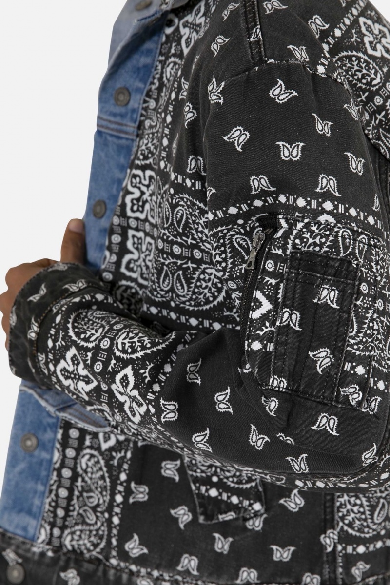 Mnml Reversible Paisley Trucker Jacket Jackets Blue/Black | CP03-R2TN