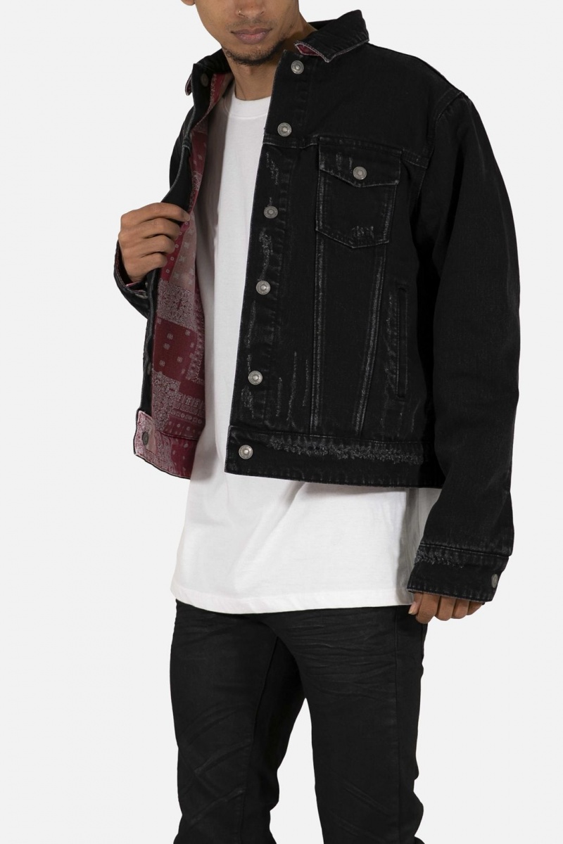 Mnml Reversible Paisley Trucker Jacket Jackets Black/Red | DI95-O9GQ