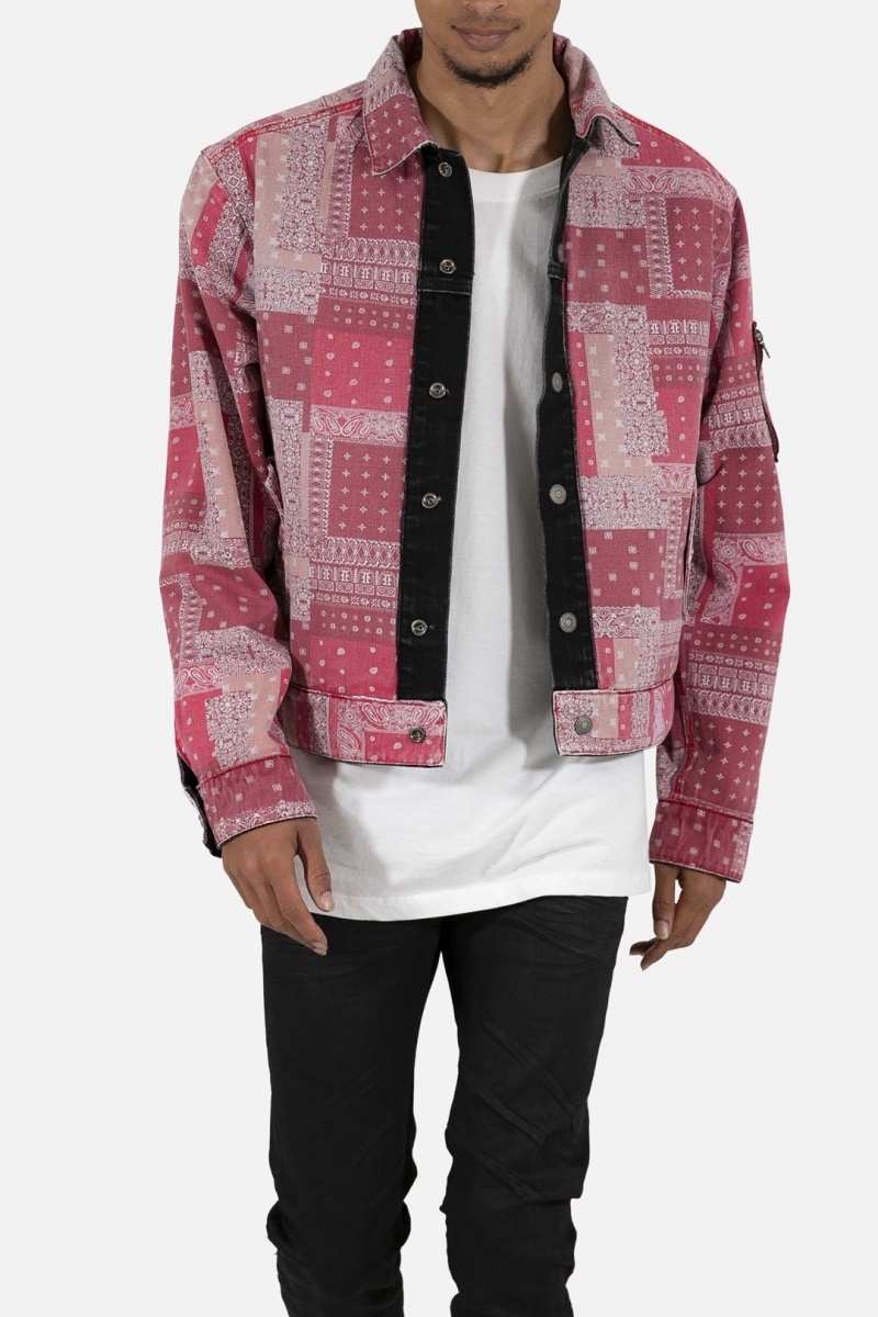 Mnml Reversible Paisley Trucker Jacket Jackets Black/Red | DI95-O9GQ