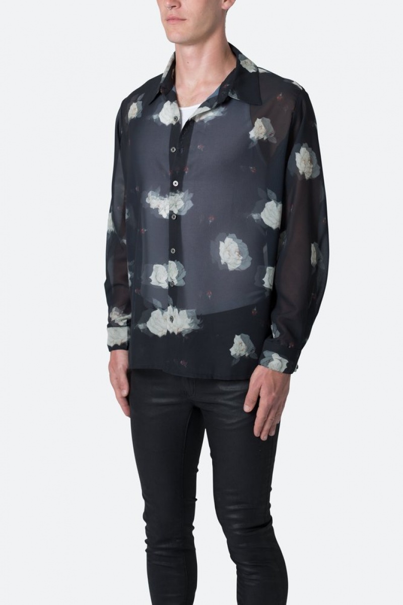 Mnml Roses Sheer Shirt Shirts Black | IL44-I5SS