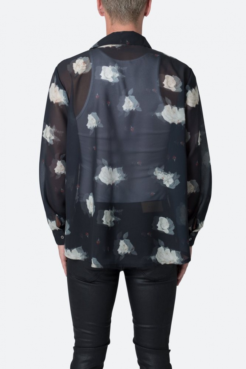 Mnml Roses Sheer Shirt Shirts Black | IL44-I5SS